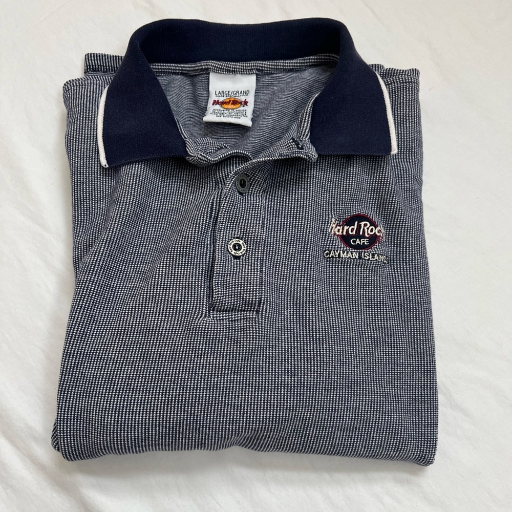 Hard Rock Cafe Cayman Islands Polo Shirt LARGE Vintage CLOSED Short Sleeve Golf